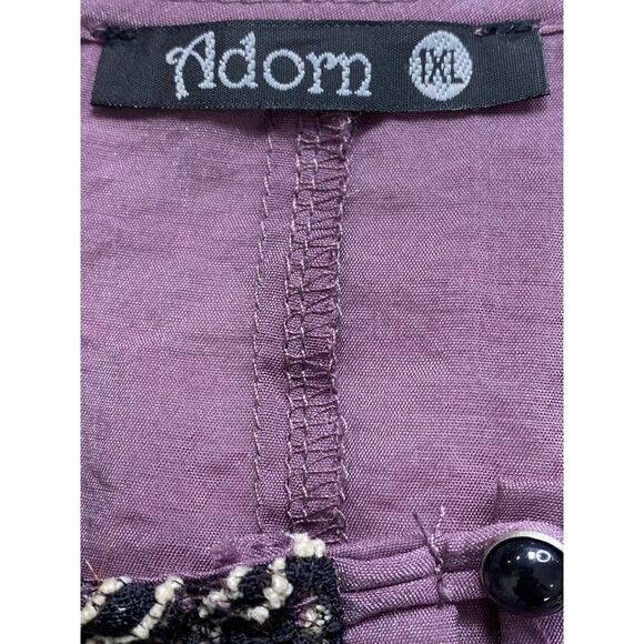 Adorn Asymmetrical Shark Bite Hem Short Sleeve Embroidered Boho Top Womens Sz 1X - Picture 5 of 9